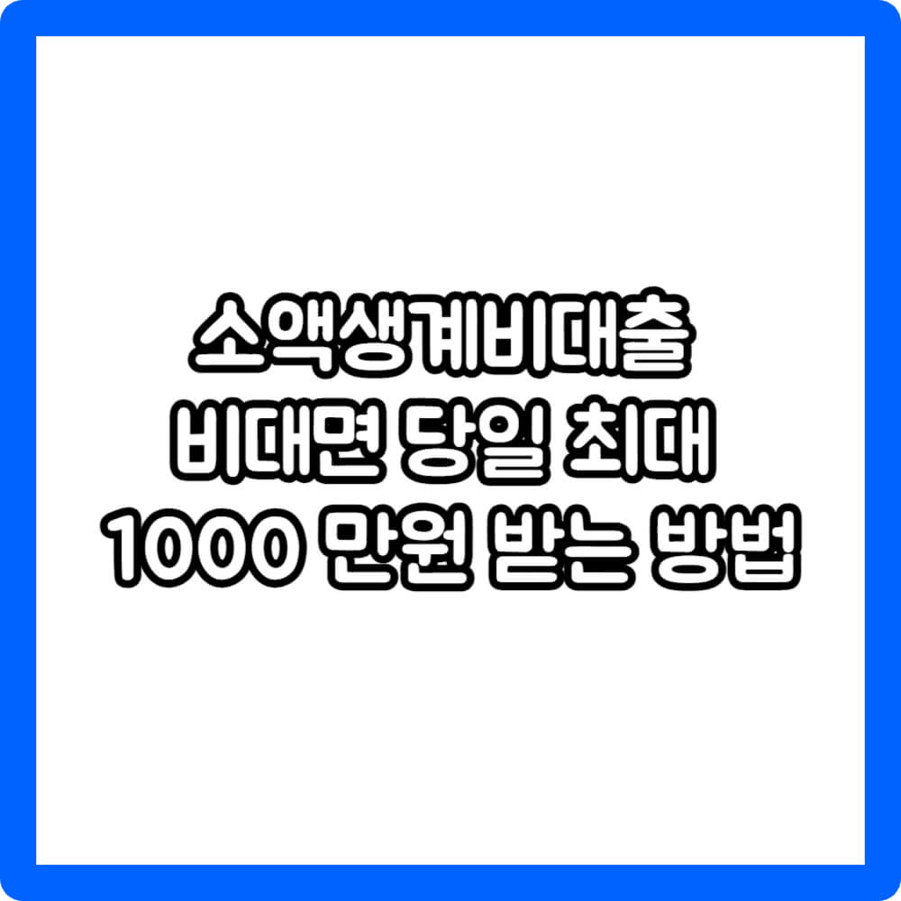 소액생계비대출 비대면 당일 최대 1000만원 받는 방법